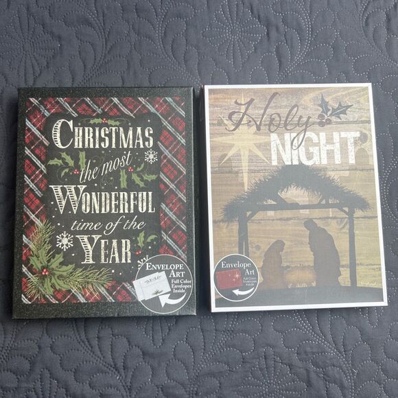 Divinity 2pc Lot of Christmas Greeting Card Boxes, 14 Cards w/Envelopes in Each - Picture 1 of 12